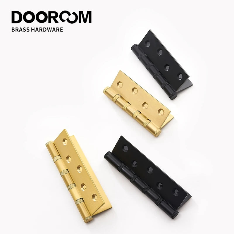 Dooroom Brass Knurled Door Hinges Free Slot Smoothly Thickening Mute Door Hinges 4 Inch 5 Inch DOOROOM