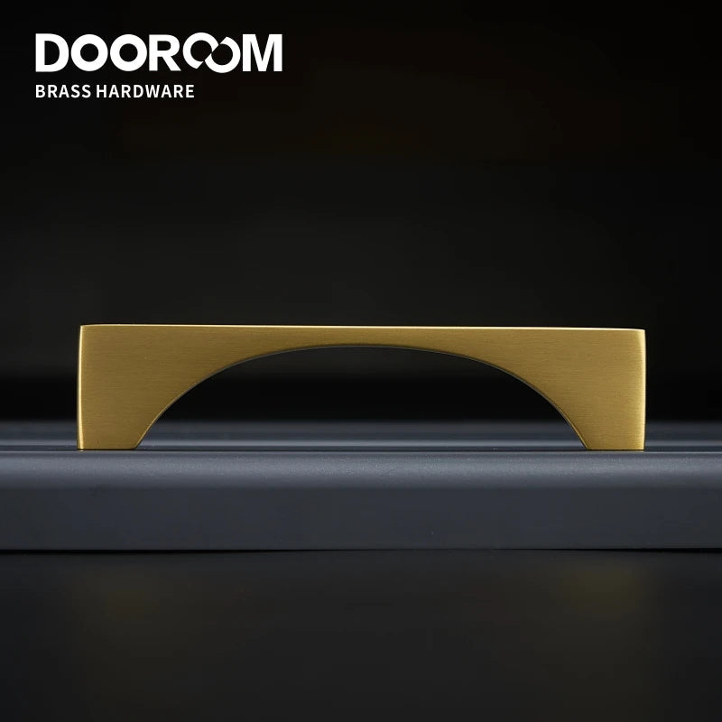 Dooroom Brass Furniture Handles Nordic Modern Wardrobe Dresser Cupboard Cabinet Drawer Shoe Box Pulls  Light Luxury Gold Knobs DOOROOM