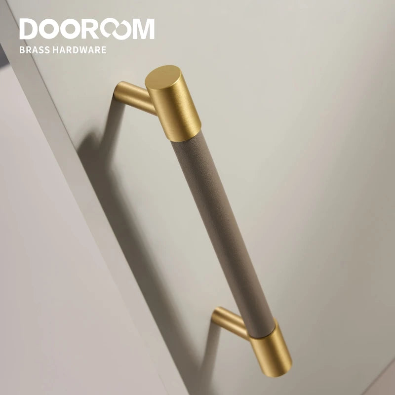 Dooroom New Leather Furniture Handles Light Luxury Grey Wardrobe Dresser Cupboard Cabinet Drawer Pulls Easy Maintenance DOOROOM