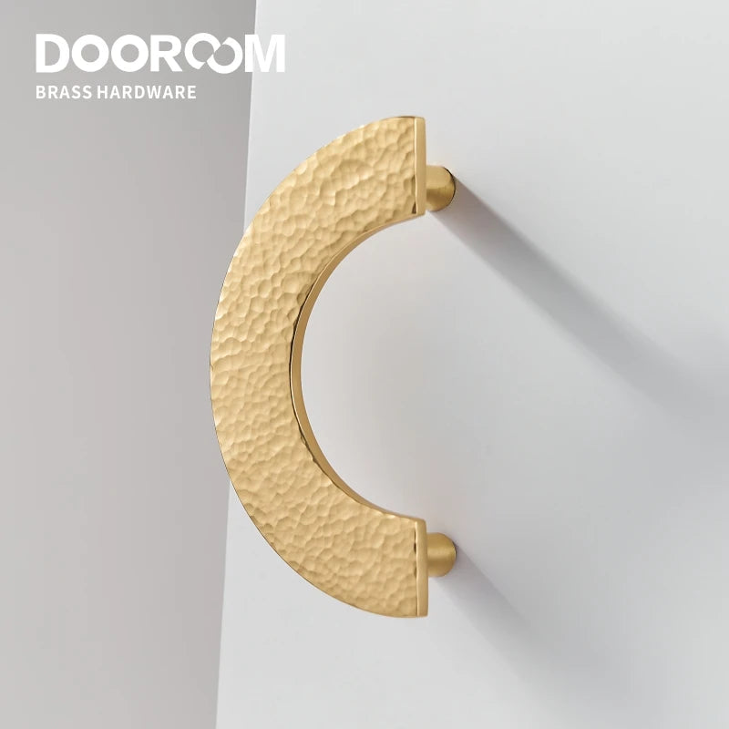 Dooroom Brass Furniture Handles Modern Hammered Round Hexagon Pulls Wardrobe Dresser Cupboard Cabinet Drawer Wine Bar Knobs DOOROOM