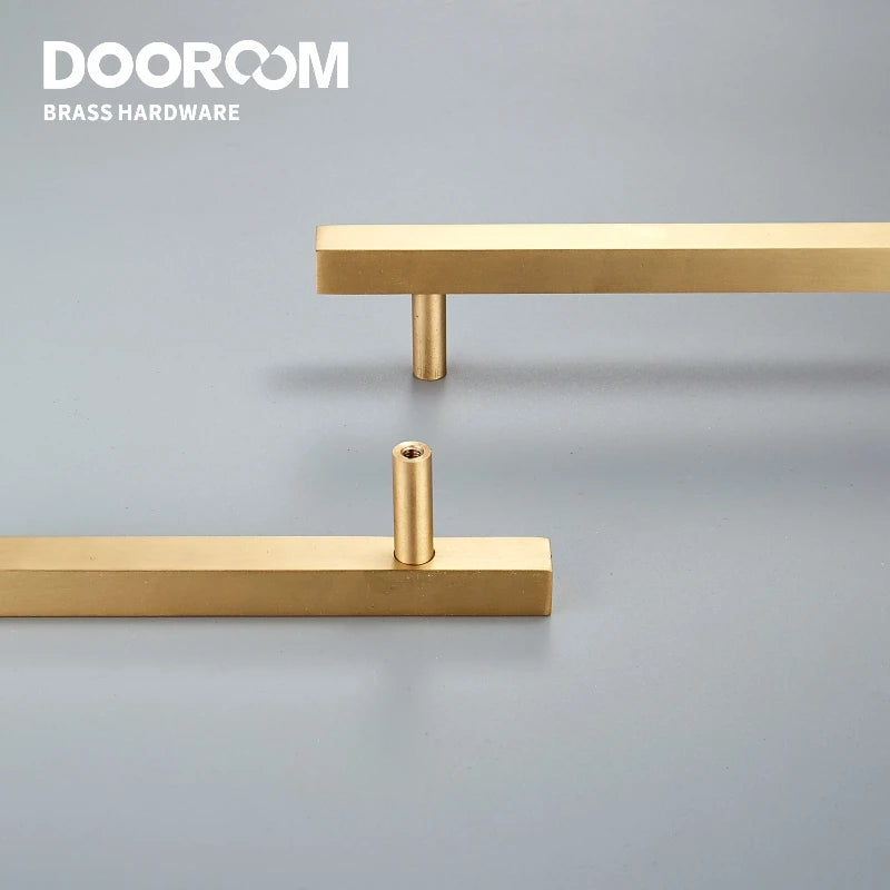 Dooroom Dulu Brass Furniture Handles Modern Wardrobe Dresser Cupboard Drawer Cabinet Door Long Square Black/Gold Pulls Knobs DOOROOM