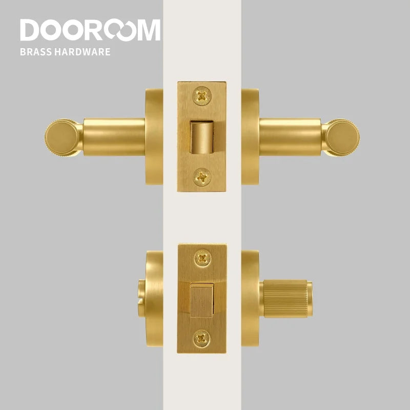 Dooroom Brass Door Lever Set Interior Bedroom Bathroom Dummy lock Set Privacy Passage Locks Tubular Latch linear Thumb Turn DOOROOM