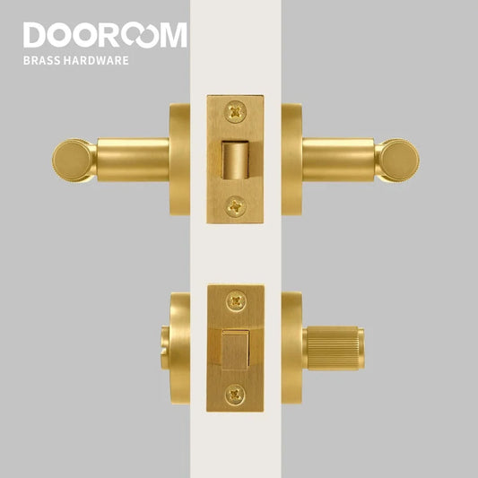 Dooroom Brass Door Lever Set Interior Bedroom Bathroom Dummy lock Set Privacy Passage Locks Tubular Latch linear Thumb Turn DOOROOM
