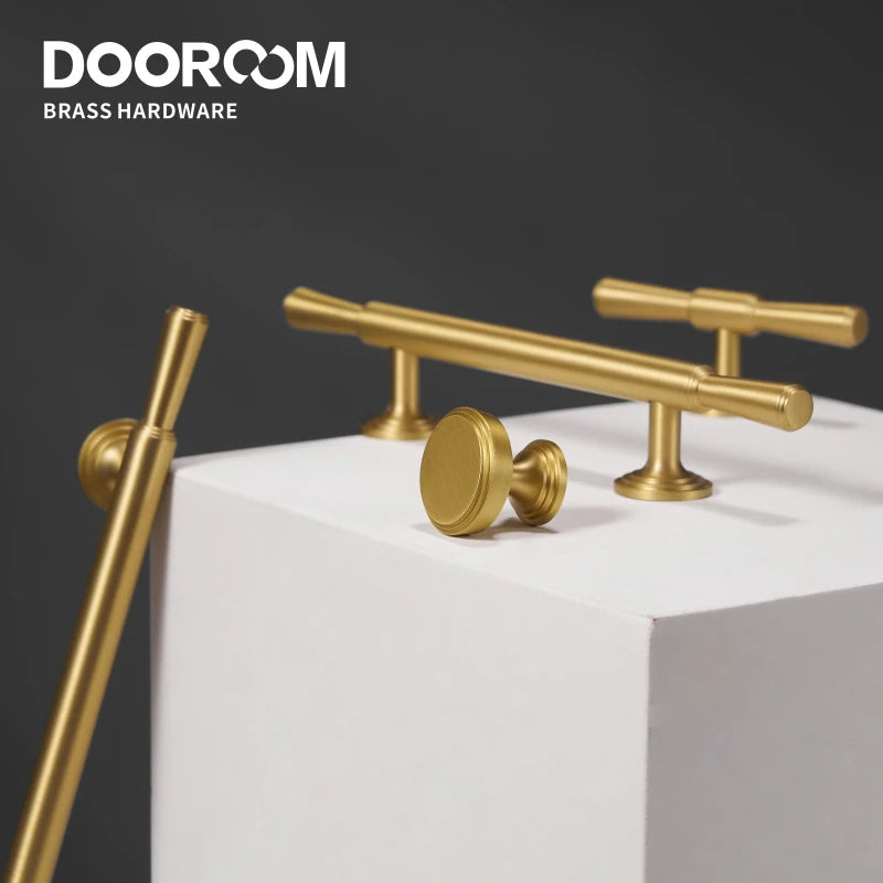 Dooroom Brass Furniture Handles Modern Simple Matt Silver Brass Cupboard Wardrobe Dresser Shoe Box Drawer Cabinet Knobs Pulls DOOROOM