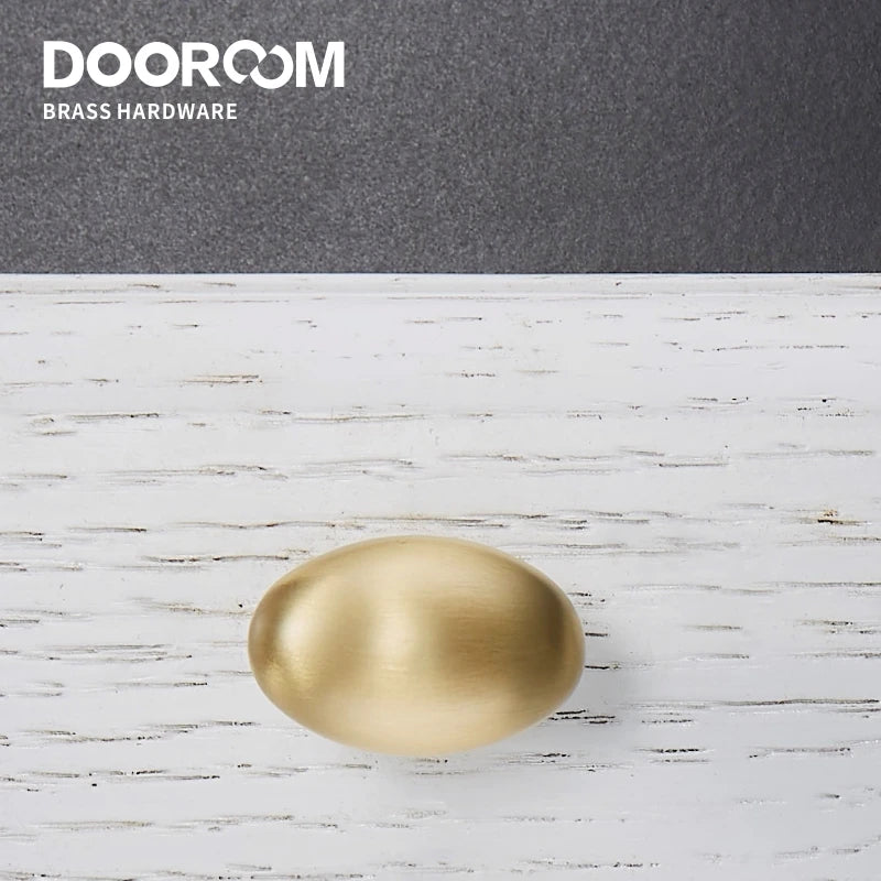 Dooroom Brass Egg Furniture Handles Wardrobe Dresser Cupboard Cabinet Door Drawer Shoe Box Pulls Pastoral Mediterranean Knobs DOOROOM