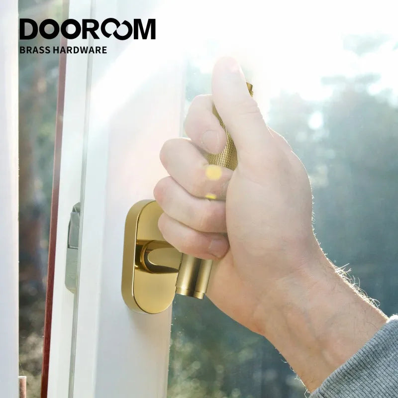Dooroom Brass Knurled Window Lock Handle Highest Safety Casement Lever Top Quality Modern Design Window and Door Accessories DOOROOM