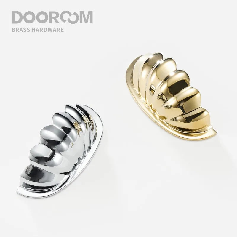 Dooroom Brass Furniture Handles Modern Pumpkin Shiny PVD Gold Bright Chrome Wardrobe Dresser Cupboard Cabinet Shoe Box Knobs DOOROOM