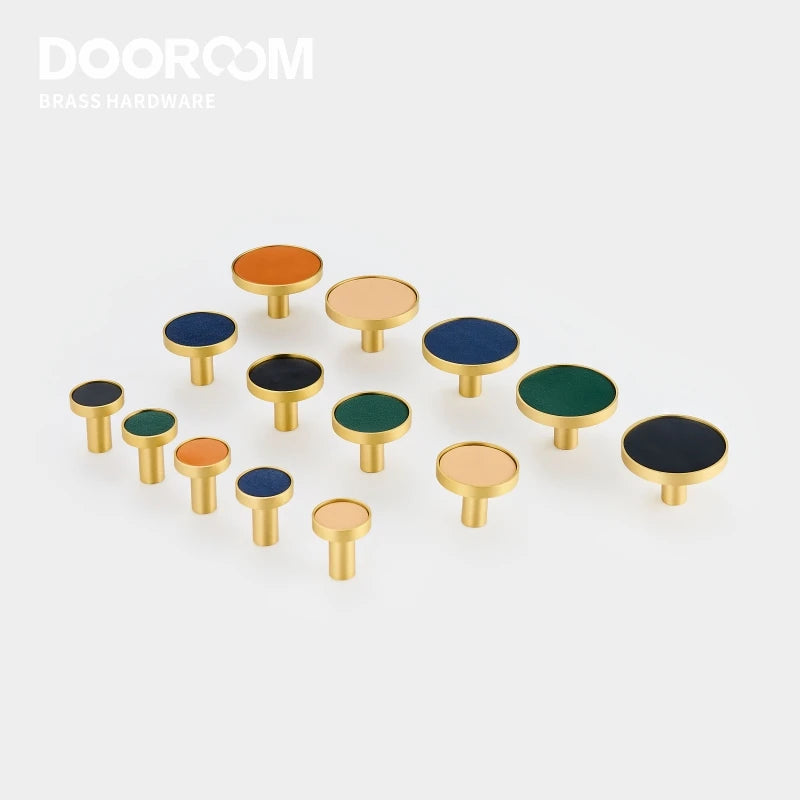 Dooroom Brass Leather Colorful Hooks Bathroom Indoor Kitchen Hallway Wall Clothes Hangers Wall Hangings Row Hooks DOOROOM