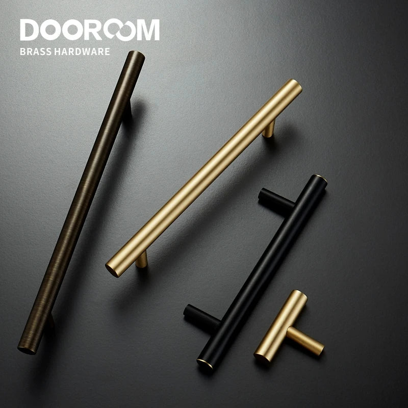 Dooroom Yu'an Brass Furniture Handles Nordic Modern Pastoral Wardrobe Dresser Cupboard Drawer Cylinder Black/Gold Pulls Knobs DOOROOM