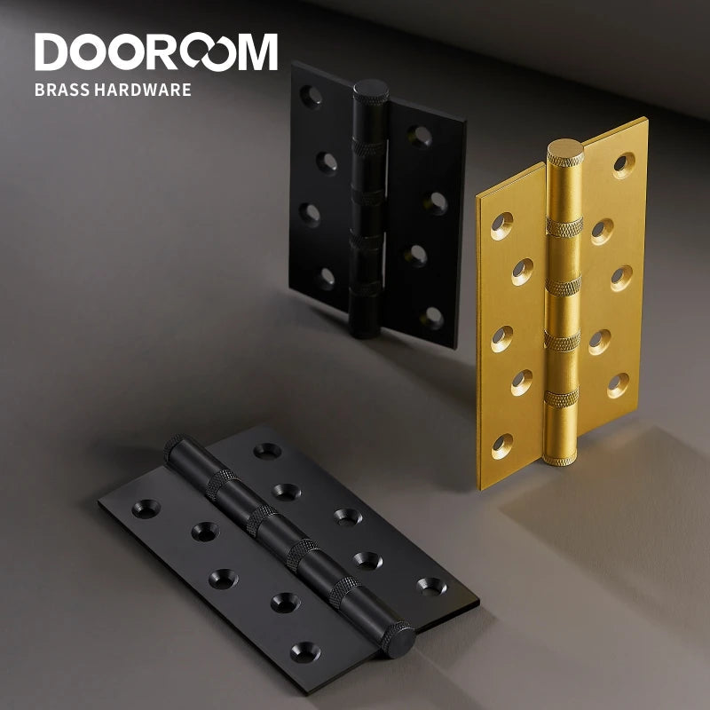 Dooroom Brass Knurled Door Hinges Free Slot Smoothly Thickening Mute Door Hinges 4 Inch 5 Inch DOOROOM