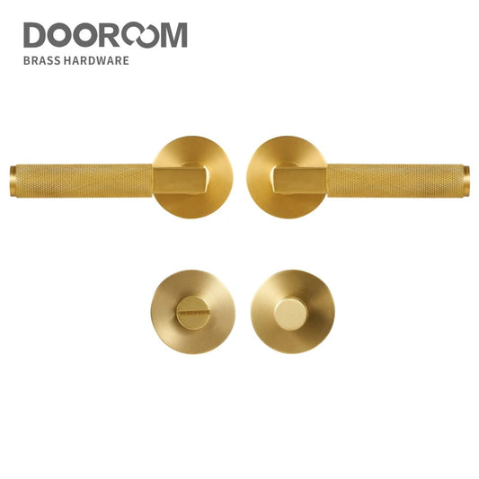 Dooroom thumbturn Knurled Brass Door Lock Set Modern Interior Bedroom Bathroom Wood Door Lever Set Dummy Privacy Passage Lock DOOROOM