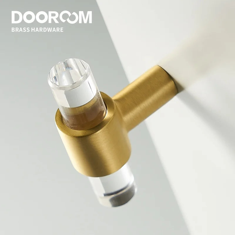 Dooroom Brass Acrylic Furniture Handles Modern Fashionable Long Pulls Cupboard Wardrobe Dresser Shoe Box Drawer Cabinet Knobs DOOROOM