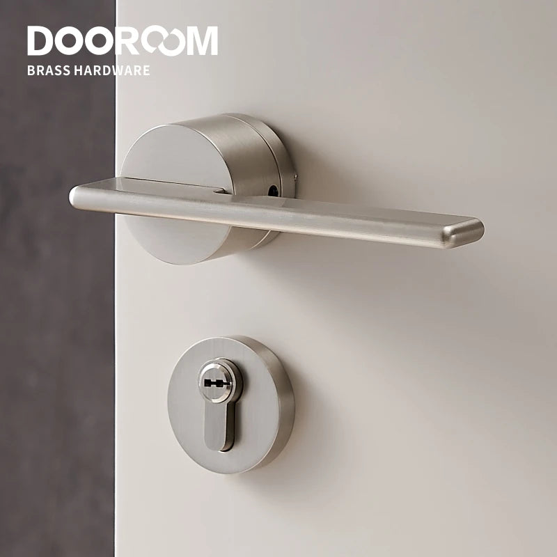 Dooroom Brass Door Lock Set Modern Gold Black Silver Interiror Bedroom Bathroom Double Wood Door Lever Set Dummy Handle Knob DOOROOM