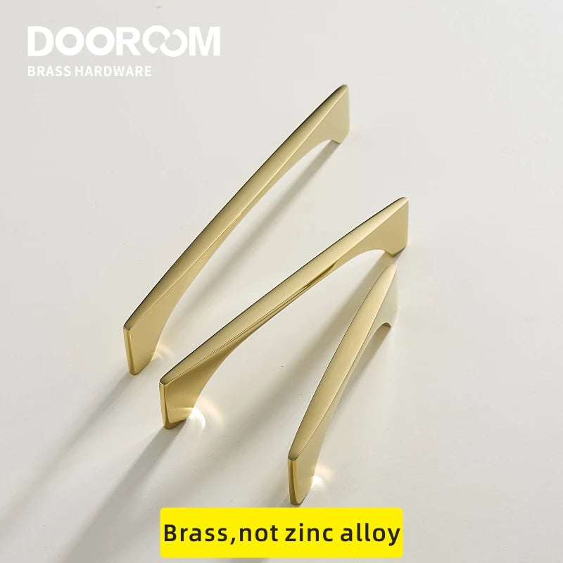 Dooroom Brass Furniture Handles Nordic Modern Wardrobe Dresser Cupboard Cabinet Drawer Shoe Box Pulls  Light Luxury Gold Knobs DOOROOM