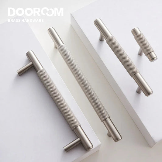 Dooroom Brass Furniture Handles Brushed Nickel Silver Pulls Wardrobe Dresser Cupboard Cabinet Drawer Knobs Free Of Finger Print DOOROOM