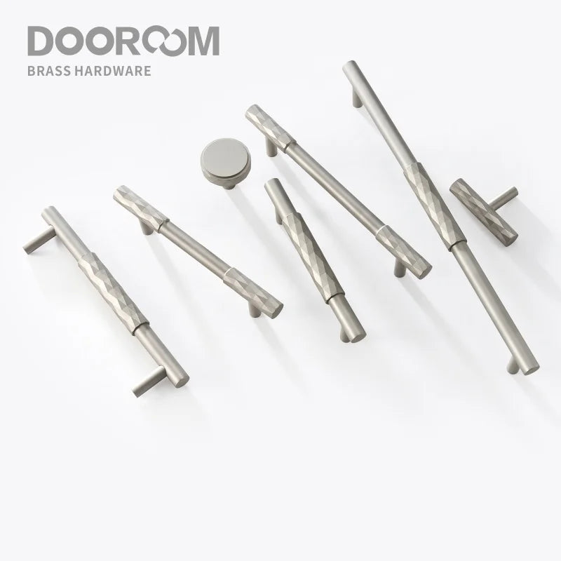 Dooroom Brass Furniture Handles Hammered Matt Brushed Nickel Cupboard Wardrobe Dresser Shoe Box Drawer Cabinet Round T bar Knobs DOOROOM