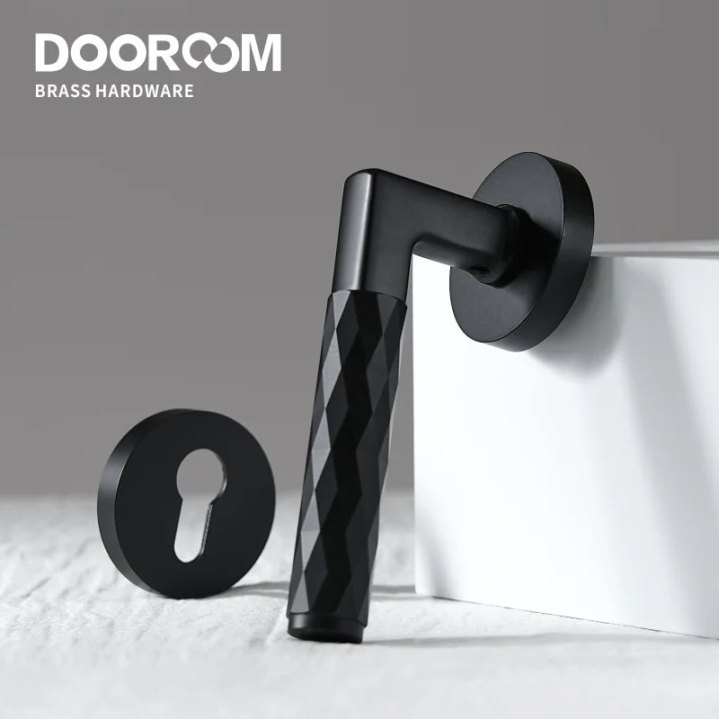 Dooroom Brass Door Lock Set Modern Black Nickel Hammered Interior Bedroom Bathroom Double Wood Door Lever Dummy Privacy Passage DOOROOM