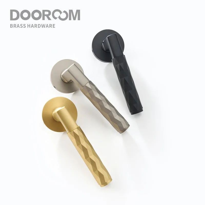Dooroom Brass Door Lock Set Modern Black Nickel Hammered Interior Bedroom Bathroom Double Wood Door Lever Dummy Privacy Passage DOOROOM