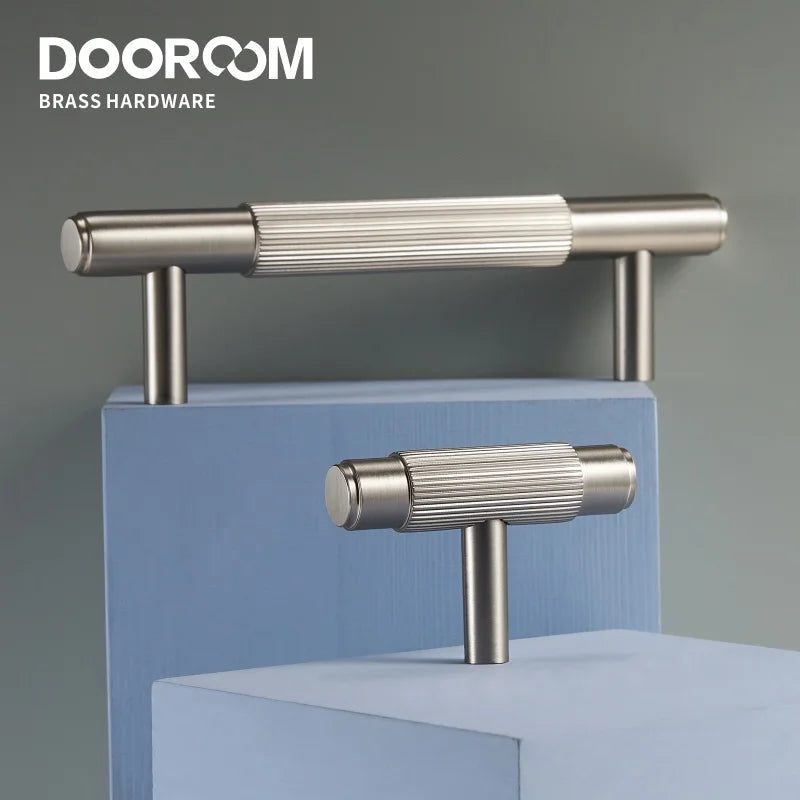 Dooroom Brass Furniture Handles Brushed Nickel Silver Pulls Wardrobe Dresser Cupboard Cabinet Drawer Knobs Free Of Finger Print DOOROOM