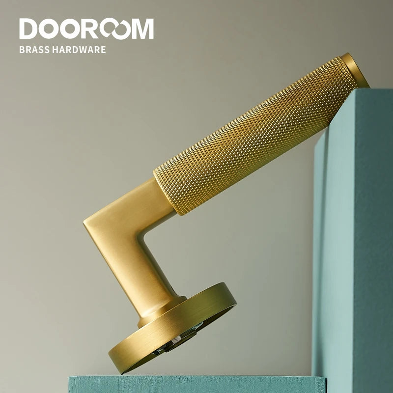 Dooroom brass knurled thumb turn key latch lever handle cylinder key escutcheon passage room lock DOOROOM