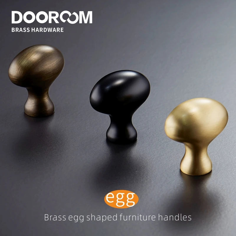 Dooroom Brass Egg Furniture Handles Wardrobe Dresser Cupboard Cabinet Door Drawer Shoe Box Pulls Pastoral Mediterranean Knobs DOOROOM