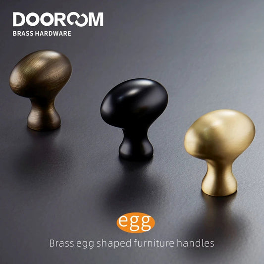 Dooroom Brass Egg Furniture Handles Wardrobe Dresser Cupboard Cabinet Door Drawer Shoe Box Pulls Pastoral Mediterranean Knobs DOOROOM