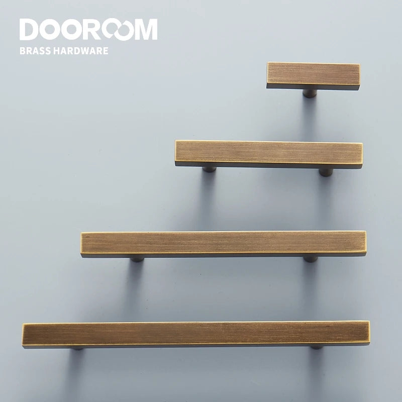 Dooroom Dulu Brass Furniture Handles Modern Wardrobe Dresser Cupboard Drawer Cabinet Door Long Square Black/Gold Pulls Knobs DOOROOM
