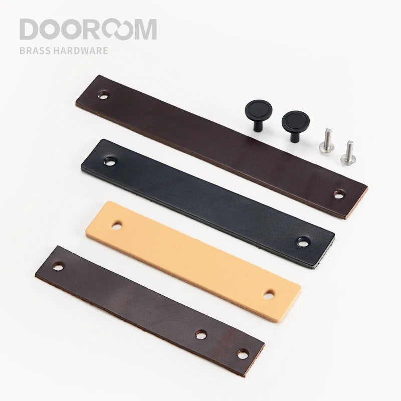 Dooroom Brass Furniture Handles Real Cow Leather Nordic Modern Wardrobe Dresser Cupboard Cabinet Drawer Shoe Box Wine Bar Pulls DOOROOM