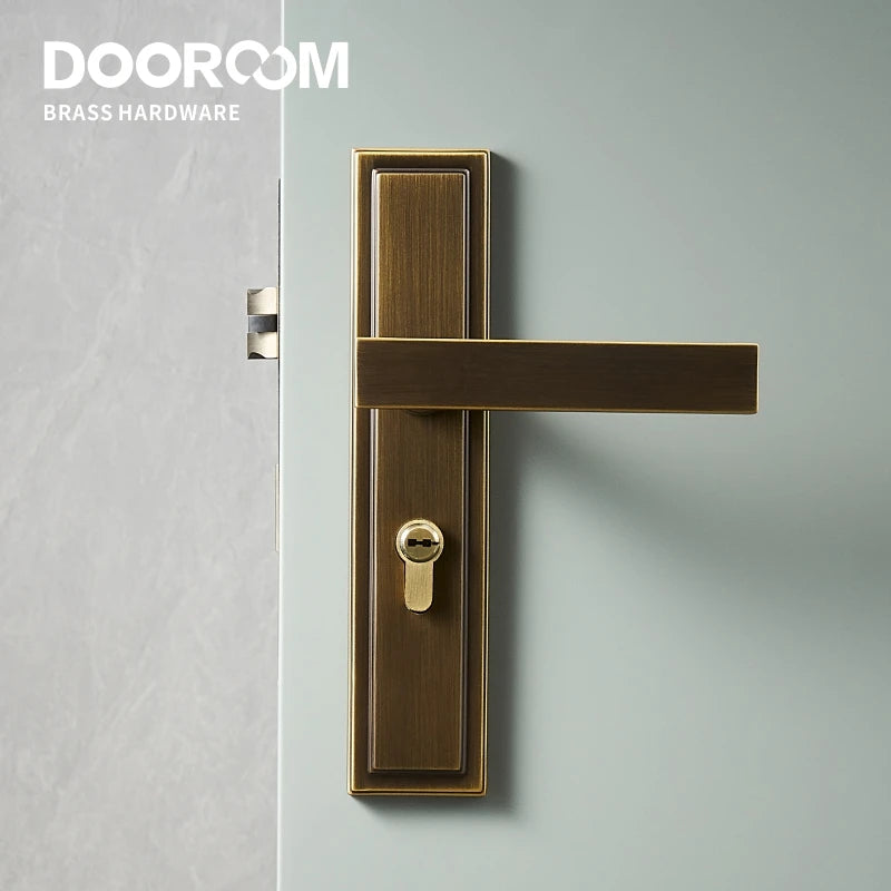 Dooroom Brass Door Lever Set Mute Italian American Interior Room Bedroom Bathroom  Double Open Wood Door Lock Dummy Handle Pull DOOROOM