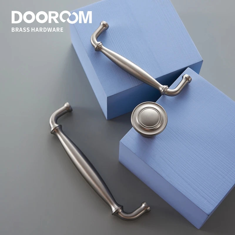 Dooroom Brass Furniture Handles Modern Matt Silver Pulls Wardrobe Dresser Cupboard Cabinet Drawer Wine Bar Brushed Nickel DOOROOM