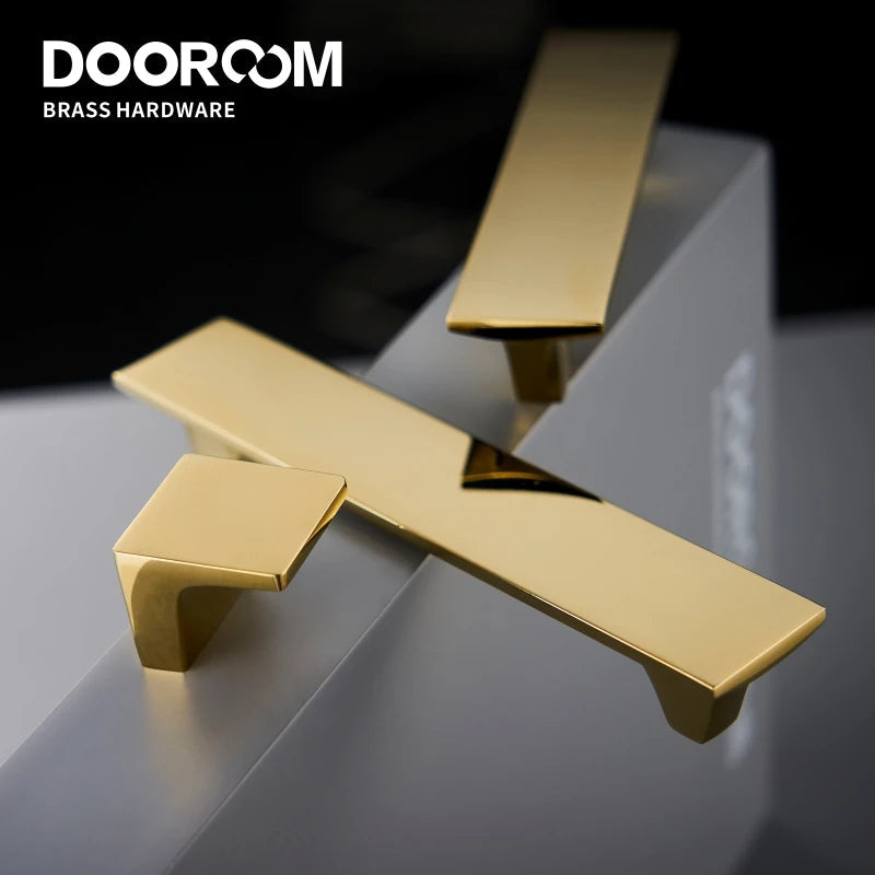 Dooroom Brass Furniture Handles Modern Nordic Wardrobe Dresser Cabinet Cupboard Drawer Knobs Shiny Gold PVD Pulls DOOROOM