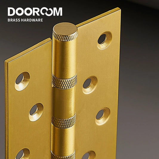 Dooroom Brass Knurled Door Hinges Free Slot Smoothly Thickening Mute Door Hinges 4 Inch 5 Inch DOOROOM