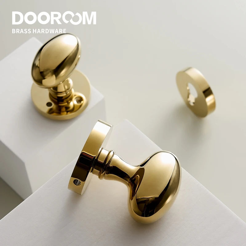Dooroom Brass Door Lock Set Modern Shiny PVD Gold Interior Bedroom Bathroom Dummy Privacy Passage Hidden Door Lever Set DOOROOM