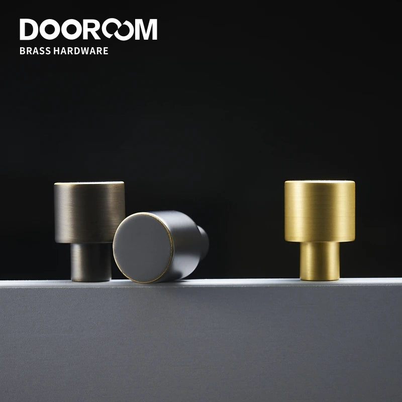 Dooroom Brass Furniture Handles Nordic Wardrobe Dresser Cupboard Cabinet Drawer Shoe Box Pulls Black Gold Bronze Cylinder Knobs  DOOROOM