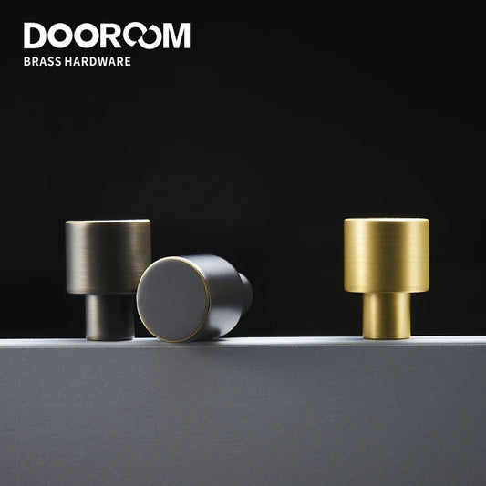 Dooroom Brass Furniture Handles Nordic Wardrobe Dresser Cupboard Cabinet Drawer Shoe Box Pulls Black Gold Bronze Cylinder Knobs  DOOROOM