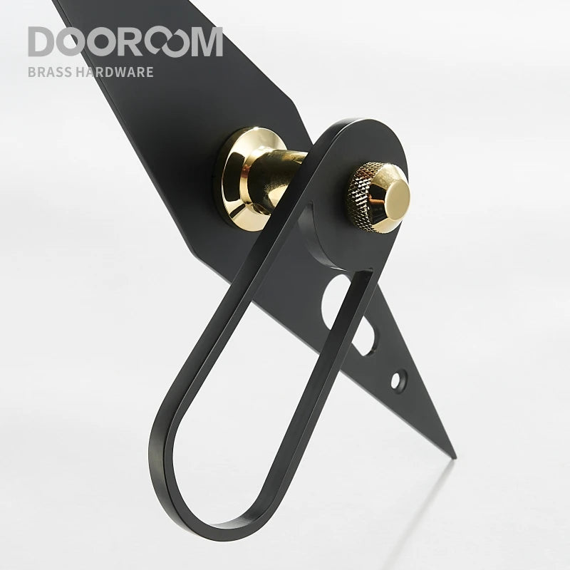 Dooroom Brass Door Lever Ultra-thin Mute Black Gold Modern Interior Bedroom Bathroom Wood Door Lock Long Plate Split Handle Knob DOOROOM