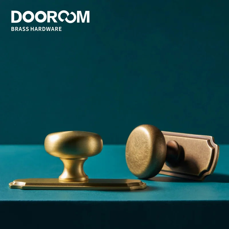 Dooroom Brass Furniture Handles Matt Nickel Yellow Bronze Pulls With Base Cupboard Wardrobe Dresser Shoe Box Drawer Cabinet Knob DOOROOM