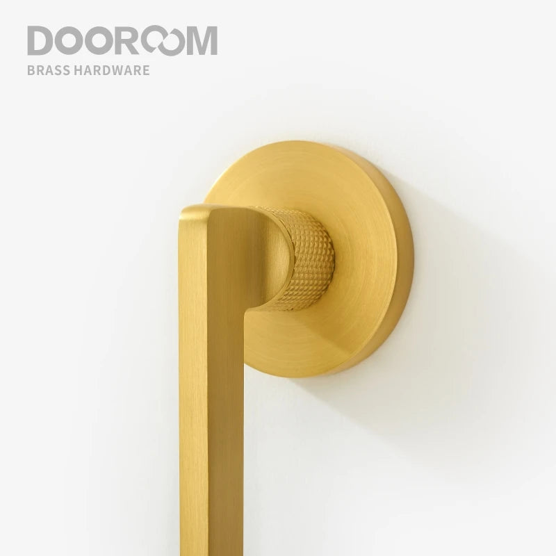 Dooroom Brass Door Lever Mute Black Gold Interior Bedroom Bathroom Wood Door Lock Set Dummy Handle Knob DOOROOM
