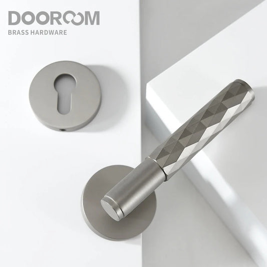 Dooroom Brass Door Lock Set Brushed Nickel Hammered Interior Bedroom Bathroom Double Wood Door Lever Set Dummy Privacy Passage DOOROOM