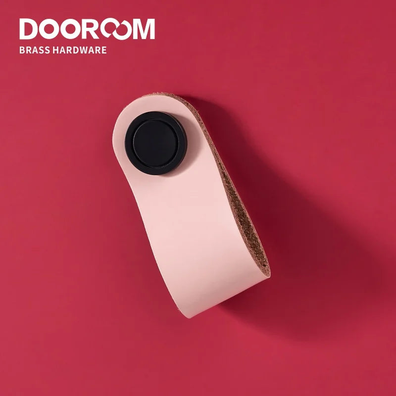 Dooroom Brass Leather Furniture Handles Modern Cupboard Wardrobe Dresser Shoe Box Drawer Cabinet Knobs Pulls Multiple Colors DOOROOM