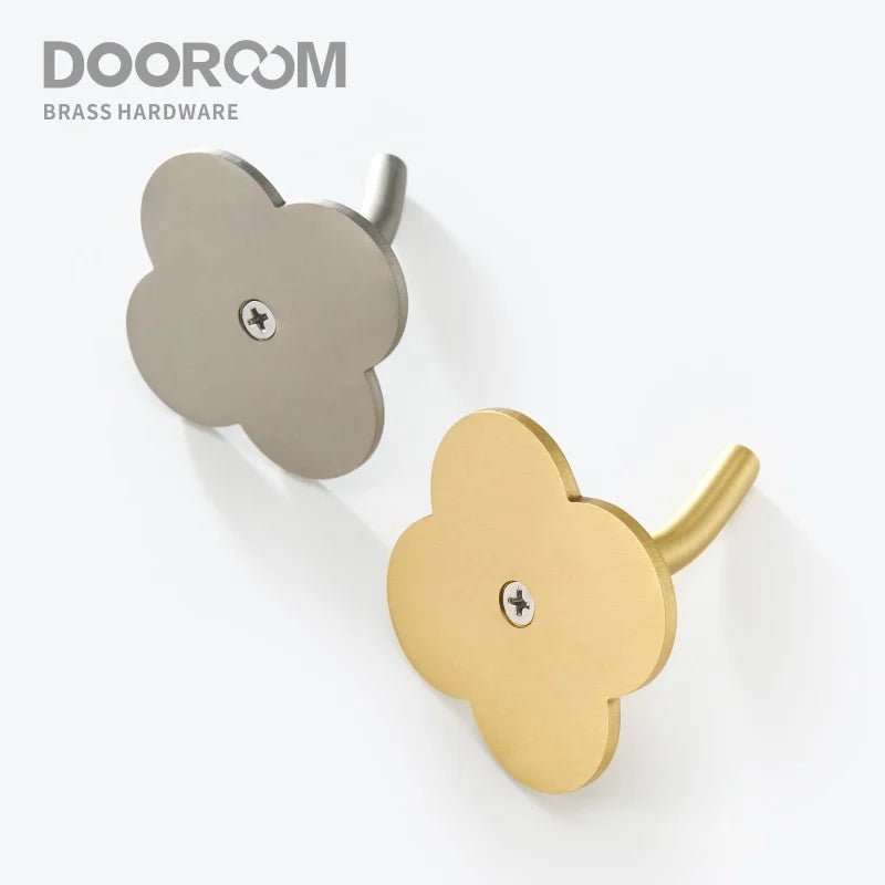 Doodoom Brass Punch Free Bearing Hooks Bathroom Indoor Kitchen Hallway Wall Clothes Hooks Wall Hangers Row Hooks Nordic DOOROOM