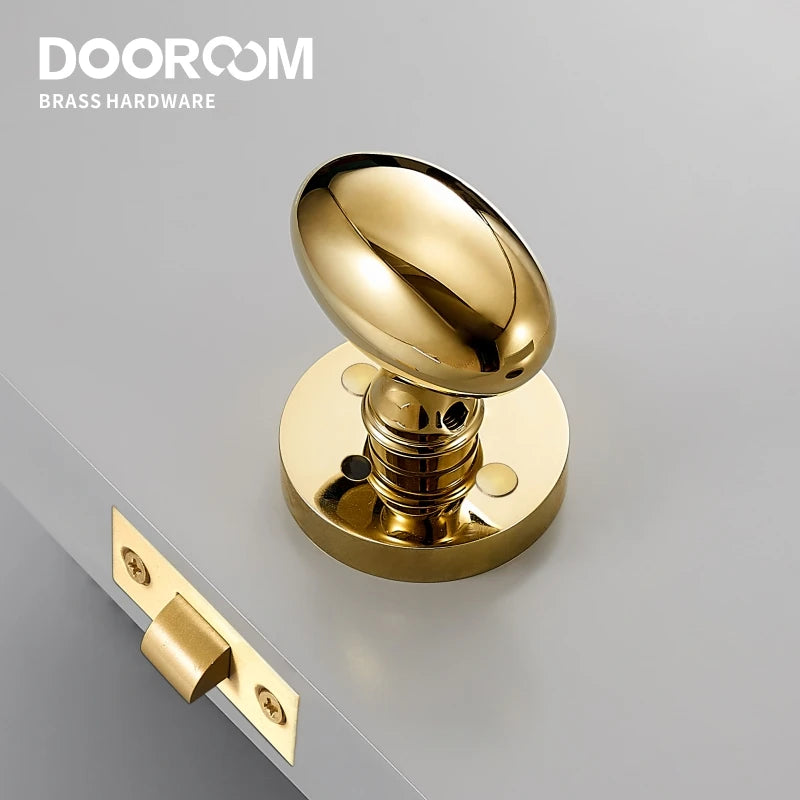 Dooroom Brass Door Lock Set Modern Shiny PVD Gold Interior Bedroom Bathroom Dummy Privacy Passage Hidden Door Lever Set DOOROOM
