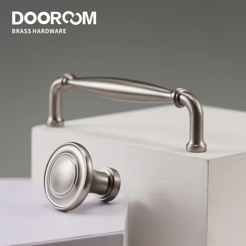 Dooroom Brass Furniture Handles Modern Matt Silver Pulls Wardrobe Dresser Cupboard Cabinet Drawer Wine Bar Brushed Nickel DOOROOM