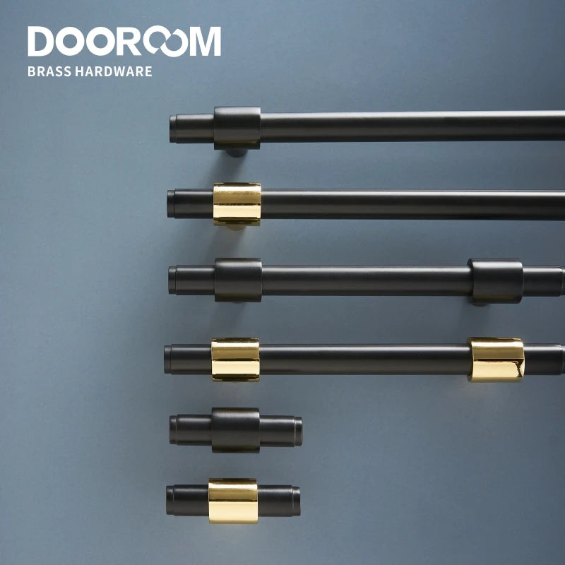 Dooroom Brass Furniture Handles Black Gold Light Luxury Modern Nordic Drawer Wardrobe Dresser Long Cabinet Knobs Pulls DOOROOM