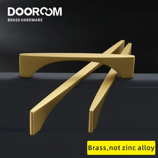 Dooroom Brass Furniture Handles Nordic Modern Wardrobe Dresser Cupboard Cabinet Drawer Shoe Box Pulls  Light Luxury Gold Knobs DOOROOM