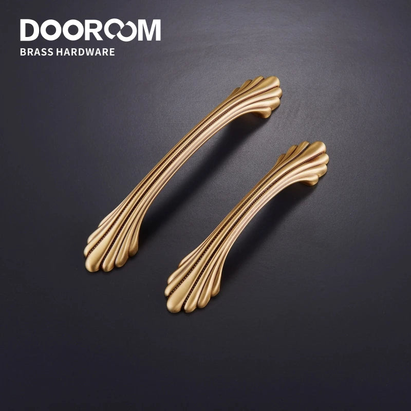 Dooroom Brass Handles New European American Diplopore Stripe Wardrobe Dresser Cupboard Cabinet Drawer Shoe Box Furniture Pulls DOOROOM