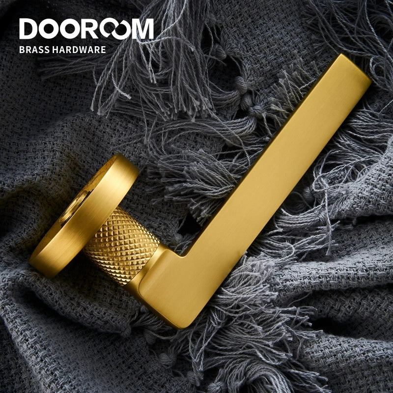 Dooroom Brass Door Lever Mute Black Gold Interior Bedroom Bathroom Wood Door Lock Set Dummy Handle Knob DOOROOM