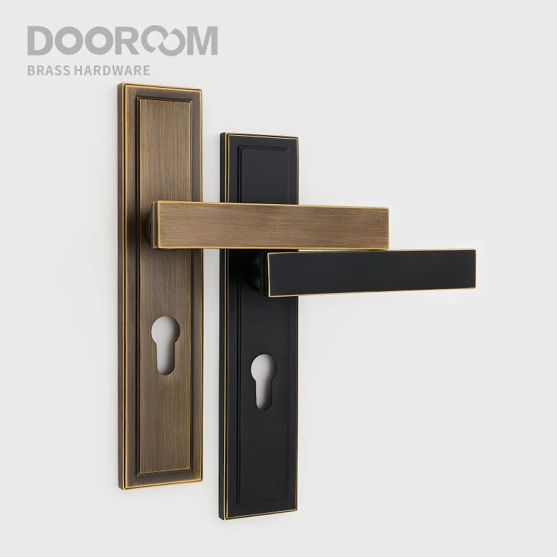 Dooroom Brass Door Lever Set Mute Italian American Interior Room Bedroom Bathroom  Double Open Wood Door Lock Dummy Handle Pull DOOROOM