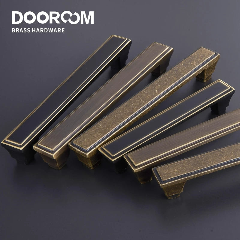 Dooroom Brass Furniture Handles Cupboard Wardrobe Dresser Cabinet Door European American Modern Chinese Black Pulls DOOROOM