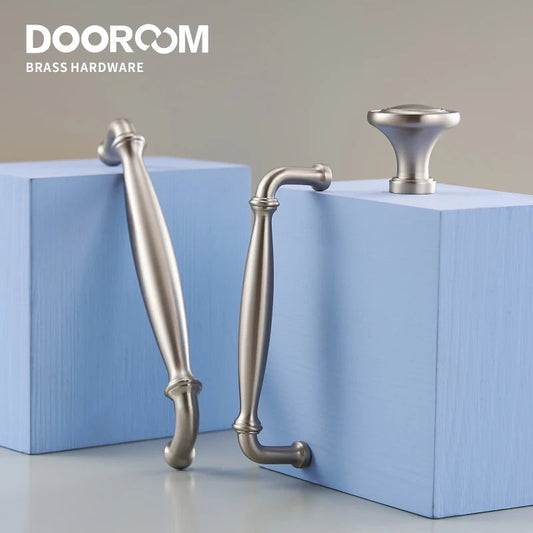 Dooroom Brass Furniture Handles Modern Matt Silver Pulls Wardrobe Dresser Cupboard Cabinet Drawer Wine Bar Brushed Nickel DOOROOM